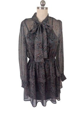 Jane Plus One Dark Romantic CottageCore Ruffled Dress Medium Brown Ruffle Bow